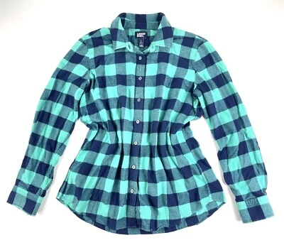 Kid’s Lands’ End Blue Plaid Long Sleeve Button Up Size Large (14-16) - Image 1 of 4