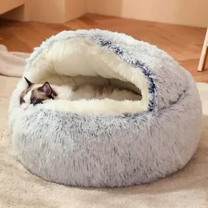 Plush Donut Dog Bed, Calming Round Dog Cat Bed Soft and Fluffy Cuddler Pet Bed - Picture 1 of 14