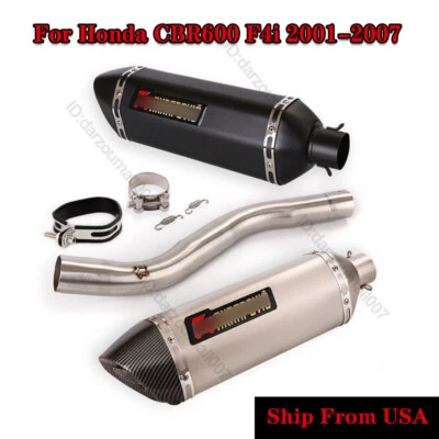 For Honda CBR600 F4i 2001-2007 Exhaust Mid Link Pipe 470mm Muffler Tips Slip On — 第 1/4 张图片