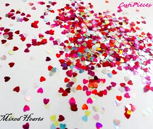 Arte en uñas holográfico *Corazones de San Valentín* Paquete de abrazaderas de color mixto brillo artesanal - Imagen 1 de 4