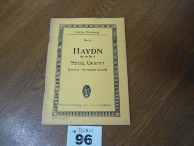 No.10 JOSEPH HAYDN String Quartet Op.76  No.2  D minor / Edition EULENBURG Score - Image 1 of 4