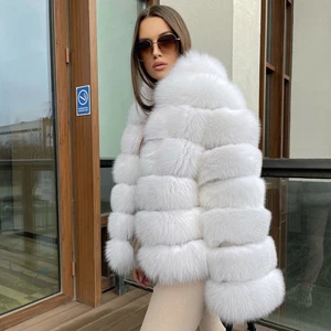 Women Real Fox Fur Coat Full Pelt Natural Jacket Thick Overcoat Warm Outerwear - Picture 1 of 5
