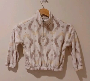 Abercrombie & Fitch Girls 1/2 Zip Aztec Ivory Fleece Pullover Sweater Size 5/6 - Picture 1 of 7