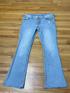 Jeans donna American Eagle Artist denim svasato 5 tasche lavaggio chiaro 14 blu - Foto 1 di 12