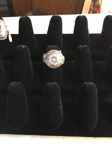 Ring-Size 8-Silver and Gold Colored with Clear Cubic Zirconium - Picture 1 of 3