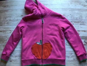 Mini Boden Size 11-12 Shaggy Lined Hoodie Hooded Jacket Pink Apple Girls Warm - Picture 1 of 5