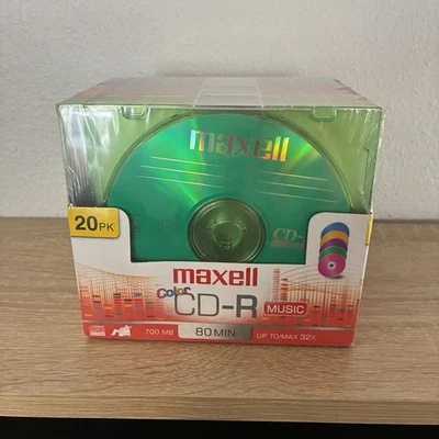 Maxell Color CD-R Music 20 Pack 700MB 80min 32x Speed – Sealed New - Image 1 of 4