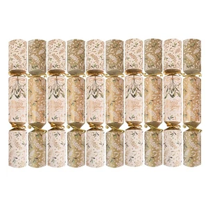 Luxury Christmas Crackers White Gold Metallic Pack of 10 Xmas Dinner Hats Gifts - Picture 1 of 8