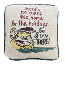 Vintage 90er Punze Schuhkarton Weihnachten Gobelin Kissen No Place Like Home - Bild 1 von 7