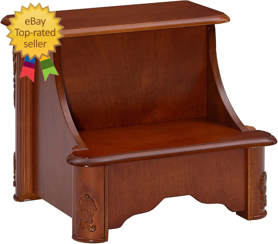Woodbury Mahogany Bed Step with Storage Information Lightly Distressed - Image 1 of 2