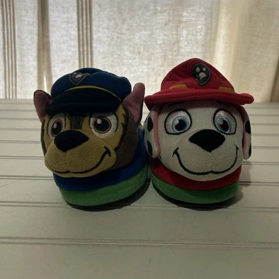 Paw Patrol Kids Slippers 5-6 Toddler Chase Marshall Police Firefighter Pajamas - Image 1 of 4