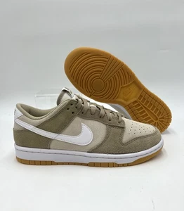 Nike Dunk Low SE Trainers UK6 Ivory Khaki Suede Sports Shoes Y2K Retro Gum - Picture 1 of 13