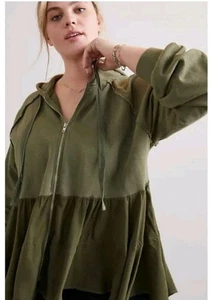 Anthropologie T.LA Lavande Tunika Hoodie Bella Swan Gr. XS olivgrün Reißverschluss - Bild 1 von 9