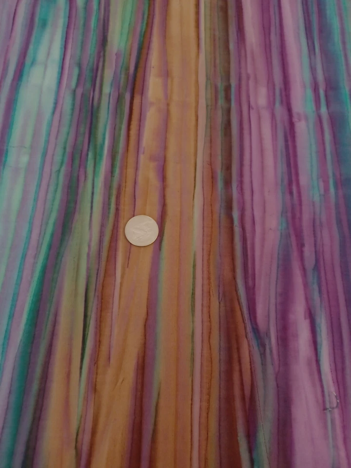 Purple/Tan/Aqua Batic Fabric,  40 x 22", for Quilting, Sewing, Crafts - Image 1 of 3