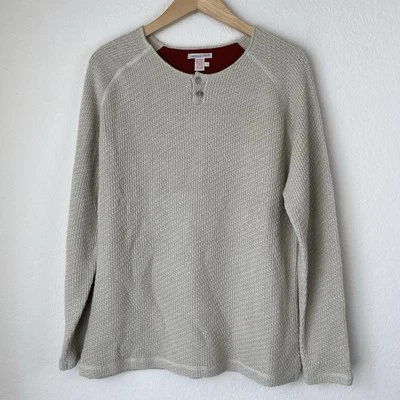Carbon 2 Cobalt Sweater Mens L Waterman Knit Cotton Beige Tan Mid weight - Image 1 of 4