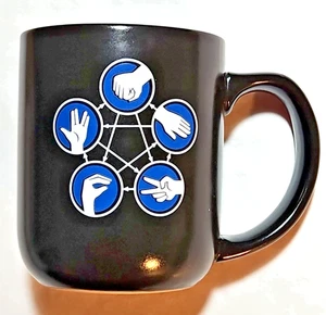 Big Bang Theory Rock Paper Scissors Lizard SpockHeavy Black Coffee Mug Ppd2U! - Picture 1 of 4