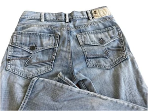 Silver Jeans Co distressed Men’s Jeans Size 34-32 Zac Flap Pockets Boot Cut - Picture 1 of 14