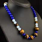 320 Cts Earth Mined Opaite &amp; Tiger Eye Round Shape Beaded Necklace JK 21E390