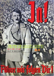 WW2 German - YES! Führer  We Follow You 1934 -Poster laminated A3 - Picture 1 of 24