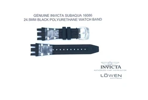 Authentic Invicta Subaqua 16086 Black Polyurethane/Silver 24.5mm Watch Band - Picture 1 of 2