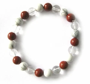 Kugel-Armband Jaspis rot Magnesit Bergkristall 8 mm - Bild 1 von 1