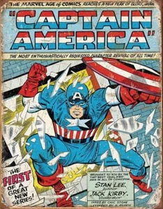 Modellismo - Collezione - Targa Metallo Marvel Captain America Comics - 20x30 - Foto 1 di 1