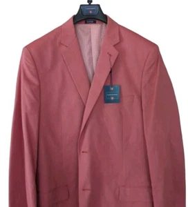 New Saddlebred Blazer Mens 44L Red Salmon Cotton Sport Coat 2 Button Jacket - Picture 1 of 12