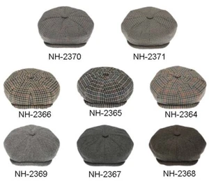 Newsboy Ivy Ascot Cabbie Hat Cap Applejack Wool Herringbone Golf Driving Gatsby - Picture 1 of 35