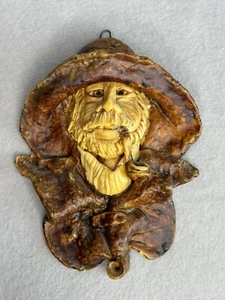 VTG 3D Molded Face Mask, Wall Hanging Sculpture Signed Art Decor Fisherman - Picture 1 of 12