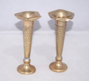 Vintage EPNS Silver Plated Brass Candle Holders Trumpet Bud Vase Victorian Rare - Picture 1 of 18
