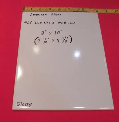 Azulejo de pared de cerámica de 8" X 10" *blanco hielo* de American Olean 1 pieza, tamaño descontinuado Foto 1 de 4