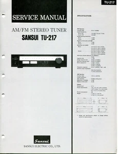 Sansui Model TU-217 AM/FM Stereo Tuner Service Manual - Picture 1 of 3