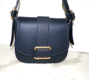 MICHAEL KORS MAXINE ADMIRAL MED SADDLEBAG PURSE NAVY BLUE PEBBLED LEATHER NWT - Picture 1 of 7