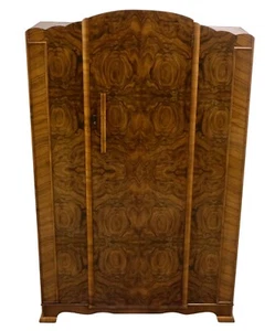 FABULOUS FIGURED BURR WALLNUT ART DECO BEDROOM SUITE / WARDROBE - Picture 1 of 11