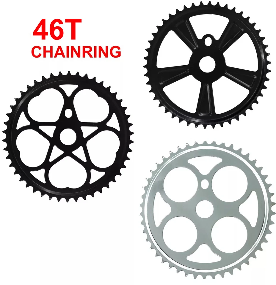 Bicycle Sprocket Chainring 46T 1/2"x1/8" Chain Wheels Single Speed Bike Black - Image 1 of 1
