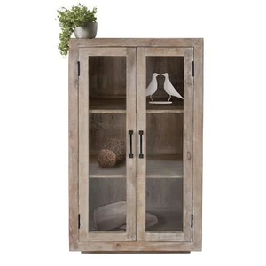 Shabby Chic Vitrina de madera blanco-natural aparador multifuncional 2 puertas - Imagen 1 de 7