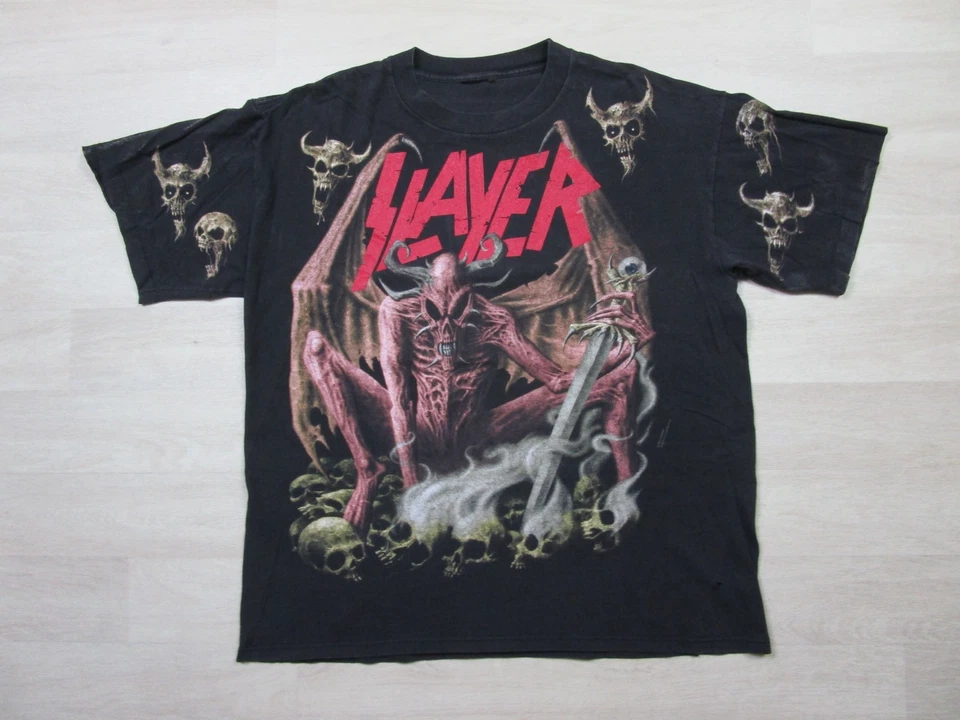 Camiseta de Colección Slayer Band (XL) Estampado Completo Gráfico Demonio 1993 Brockum AOP Foto 1 de 4