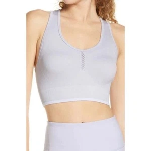 NWT Zella Pulse Seamless Sports Bra in Blue Icelandic Athletic Longline Sz S - Picture 1 of 8