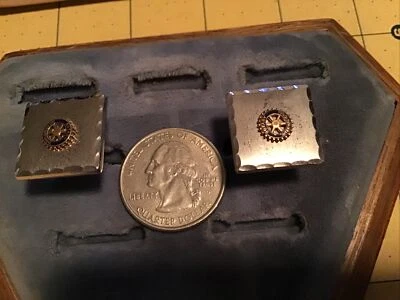 Sterling Silver Square  Cuff Links Anson Rotary International - Image 1 of 4