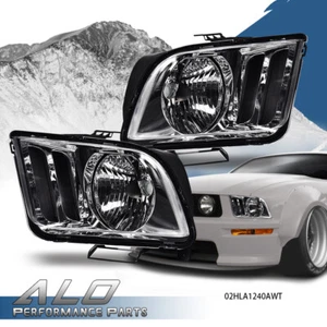 Fit For 2005-2009 Ford Mustang Left & Right Clear/Chrome Headlights Replacement - Picture 1 of 12