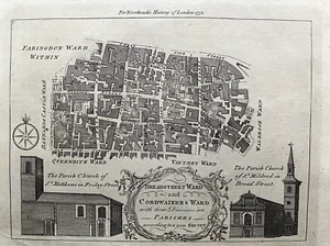 1772 Antique Print; Breadstreet & Cordwainers Wards London - Noorthouck's London - Picture 1 of 2