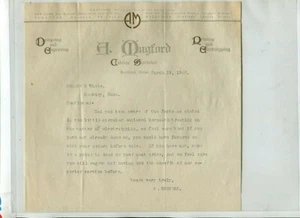 Vintage Letterhead A MUGFORD Catalog Specialist Printer Hartford CT 1908 - Picture 1 of 1