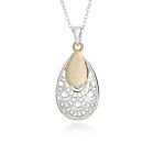 Equilibrium Filigree Two Tone Real Silver and Gold Plated Teardrop Duo Necklace
