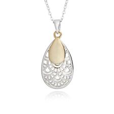 Equilibrium Filigree Two Tone Real Silver and Gold Plated Teardrop Duo Necklace