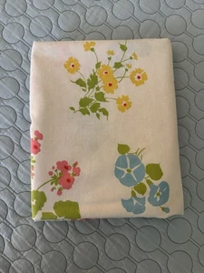 Vintage Floral Cotton Fabric Pink Blue Yellow Flowers 96” x 70” - Picture 1 of 11