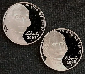 2007 & 2008-S DCam Proof Jefferson Nickel Lot ~ Free Shipping! - Picture 1 of 2