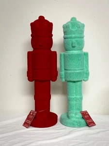 Flocked Nutcracker Set Decoration by Ashland Michael’s 16” Mint Green +  Red NEW - Picture 1 of 4