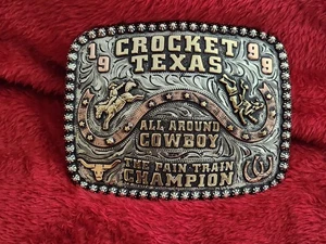X-Treme Rodeo All Around Champion Trophy Buckle☆Crockett Texas☆1999☆Rare#110 - Picture 1 of 15