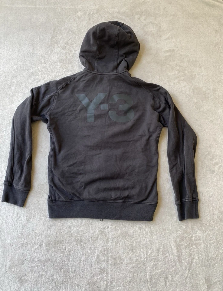 Y-3 Adidas Yohji Yamamoto Sudadera con Capucha Para Hombres Pequeña Gris Cremallera Completa Logo Sudadera Chaqueta Foto 1 de 4