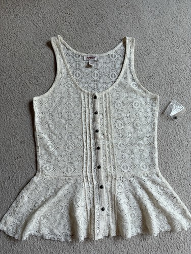 OFF WHITE Top camicia donna Arizona Off White pizzo peplo canotta junior taglia small nuova S